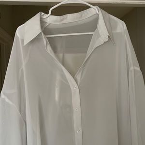 Sheer button down collared shirt